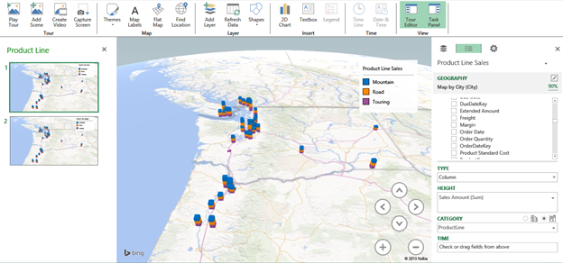 Power BI - Power Maps screen shot