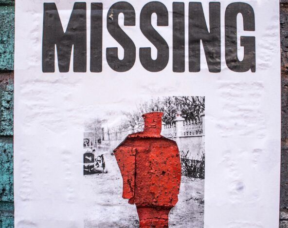 Person cut out of a photo with the word "Missing" above it.