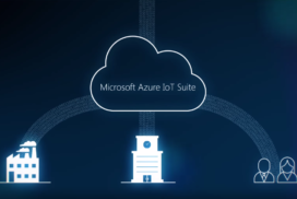 Graphical concept of Microsoft Azure IoT Suite: Factories, organizations, and people connecting to the cloud.