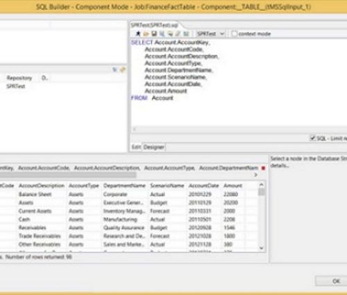 A screen shot of a screen displaying a variety of data using Talend Data Integration.