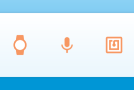 An interactive design with several icons on a blue background, optimized for mobile web.