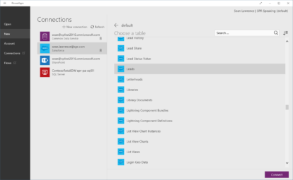 A screenshot of the settings for PowerApps and Flow in Windows 10.