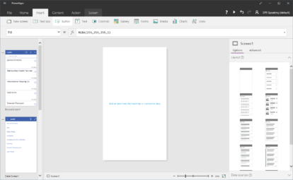 A screen shot of the Adobe design tool featuring powerapps integration.
