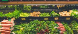 A display of vegetables in a grocery store.