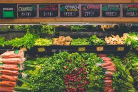 A display of vegetables in a grocery store.