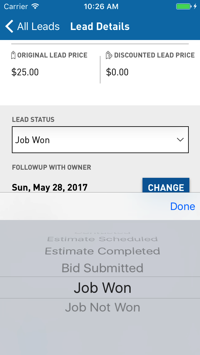 The job win app on an iphone.