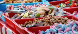 A variety of candies and sweets are on display at an episerver sites fair.