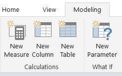 Power BI menu to create a new parameter