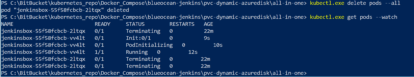 A screen shot of a PowerShell window displaying a Jenkins instance.