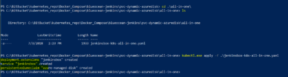 A screenshot of the Jenkins Instance running in a Windows PowerShell command prompt.