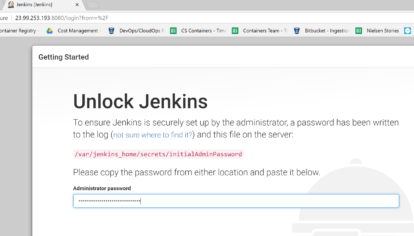 A screen shot of the Jenkins unlock page.
