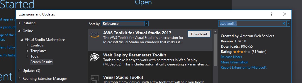 aws toolkit for visual studio 2019