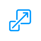 A blue icon with an arrow pointing down.