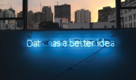 A neon sign that says data is a better idea for machine learning.