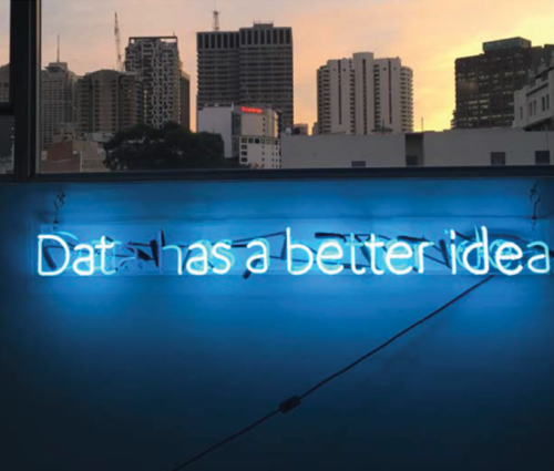 A neon sign that says data is a better idea for machine learning.