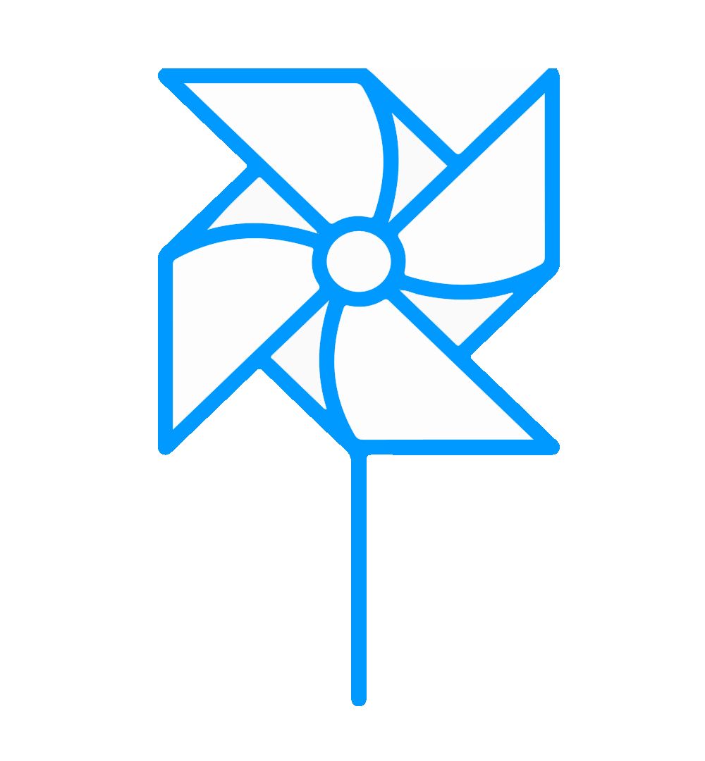 A blue pinwheel icon on a white background representing high-capacity data.