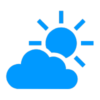 A blue icon with a sun and cloud.