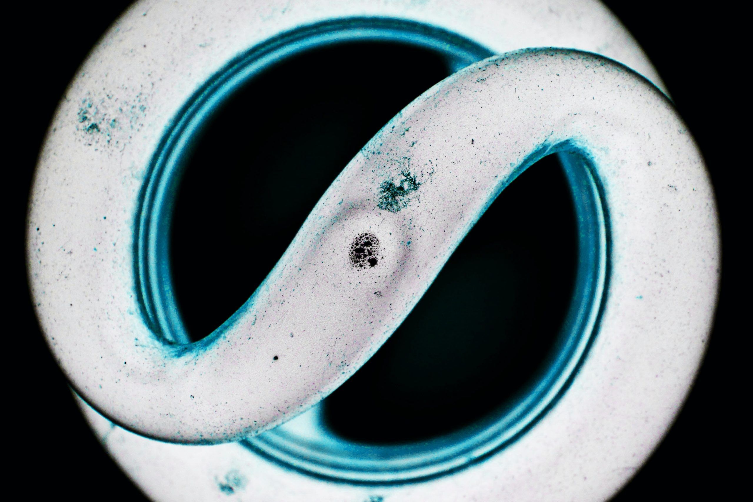 An image of a blue and white spiral on a black background.