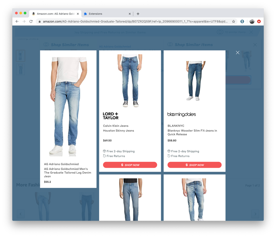 A screen shot of a men's clothing store showcasing applied data science.