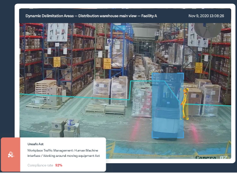 Utilizing computer vision technology, a screen shot captures the scene within a warehouse teeming with numerous boxes.
