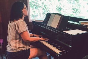 Woman playing a piano