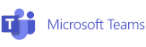 Microsoft Teams logo; a blue square with a white "T" next to the words "Microsoft Teams" in blue text.