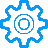 A blue gear icon with a central circle and evenly spaced cogs on a light background.