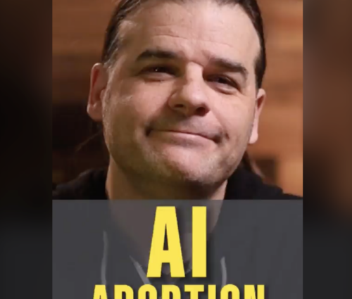 A person with long dark hair and a slight smile is shown above bold yellow text that reads, "AI ADOPTION IMPACT," highlighting the transformative power of AI software.
